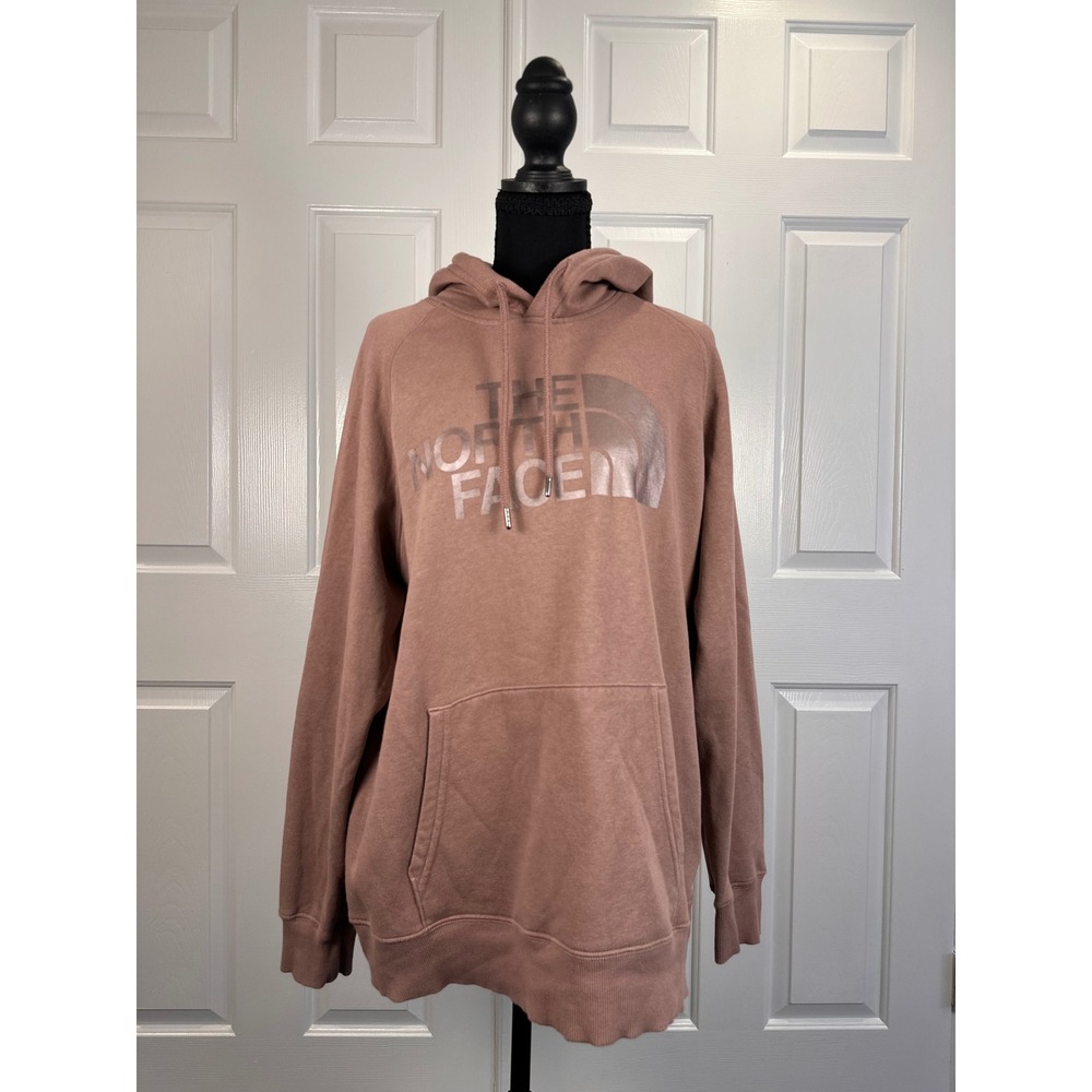 The North Face Womens Mauve Pink Metallic Logo Hoodie Size Large